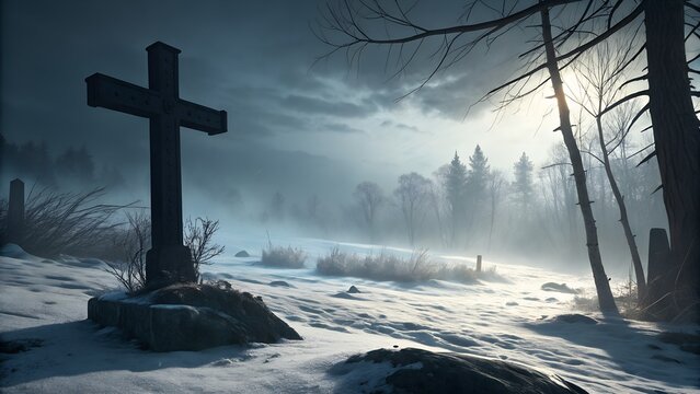 black cross in the snow