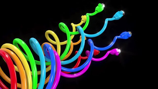 internet ethernet color cables lan connectors rj45