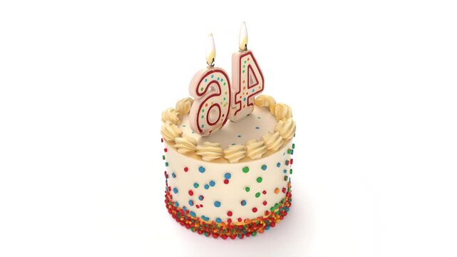 46th birthday cake on white bg able to loop