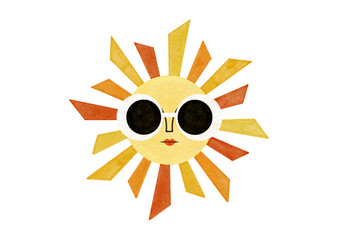 Sun face art watercolor illustration