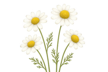 Fototapeta premium Blooming chamomile flowers with transparent background: perfect for design projects