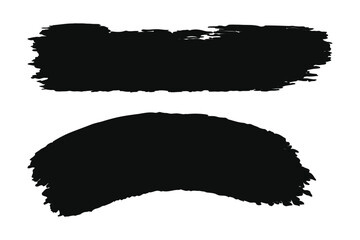 Abstract Black Grunge Brush Strokes Set on White Background Vector Illustration