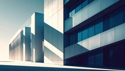 architecture with clean lines and dramatic shadows 