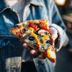 A close up of glossy manicured hands holding a messy