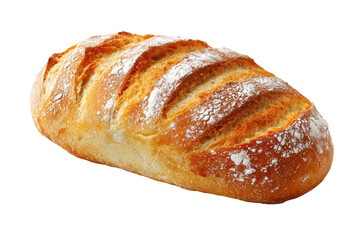 A loaf of bread with powdered sugar on top. The bread is sliced and ready to be eaten