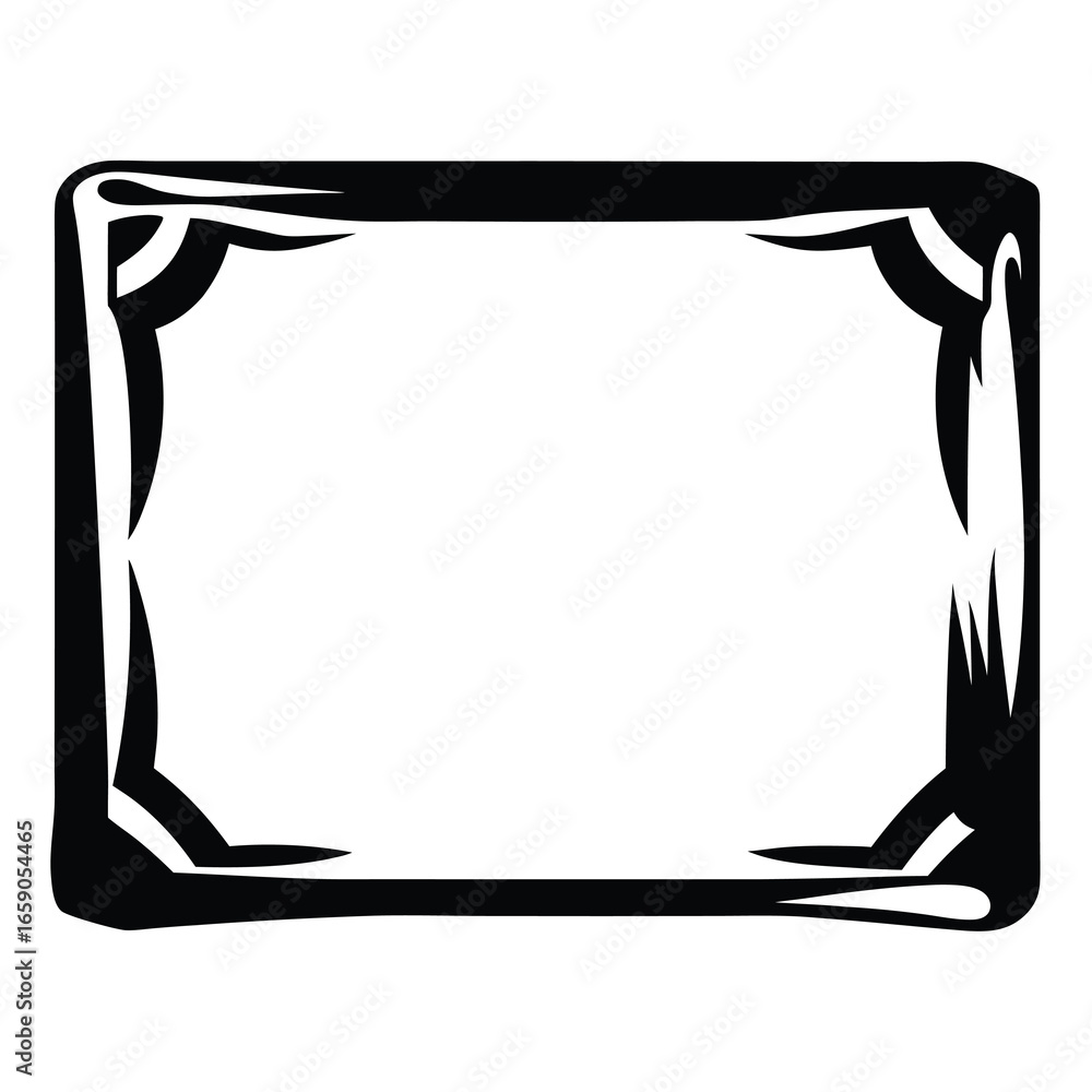 Poster striking black and white frame with angular corners for bold designs