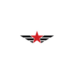 Flying star with two wings, vector icon for organization template