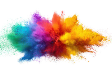 A colorful explosion of powdery dust is depicted in the image. The explosion is vibrant and dynamic, with a mix of colors that create a sense of energy and excitement