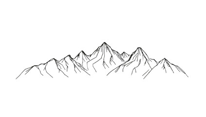 Simple black line drawing of a mountain range against a white background.