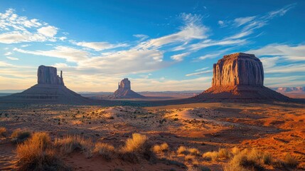 The vast, arid landscape of Monument Valley, with its iconic rock formations and dramatic sky.
