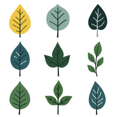 Set of green leaves