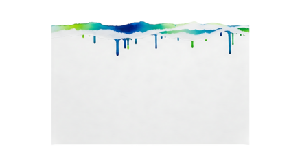 Torn paper with watercolor paint isolated on transparent background