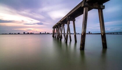 A tranquil sunset over a pier