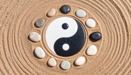 Yin Yang Motiv - Steine im Sand
