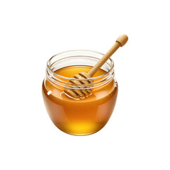 Glass Jar of Natural Sweet Honey with Wooden Dipper Perfect for Breakfast Dessert or Recipes