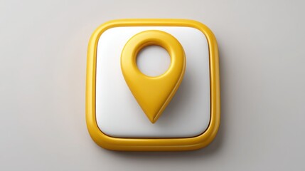 A bright yellow pin set against a crisp white background symbolizing navigation and location in digital mapping technologies