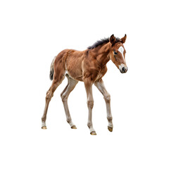 Obraz premium Adorable Baby Horse Foal Standing Isolated Cute Young Animal Farm and Nature Wildlife Concept