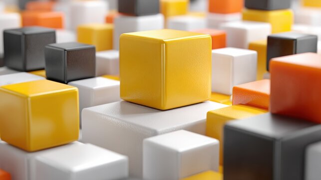 Cluster of cubes representing complex data structures in blockchain synchronized fibonacci compression rate visualizer