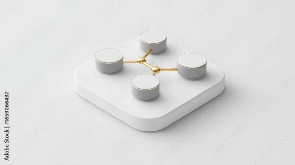 Poster elegant white and gold square object symbolizing distinction in a blockchain verified mastery tier s