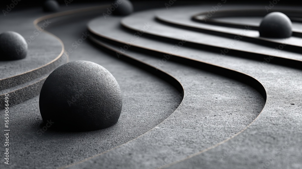 Poster a rock with curved lines illustrating a conceptual phase timer for blockchain technology and market 