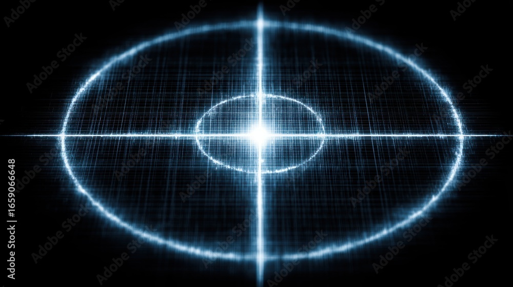 Poster crosshair graphic on a black background used for price rhythm timing analysis in blockchain trading 