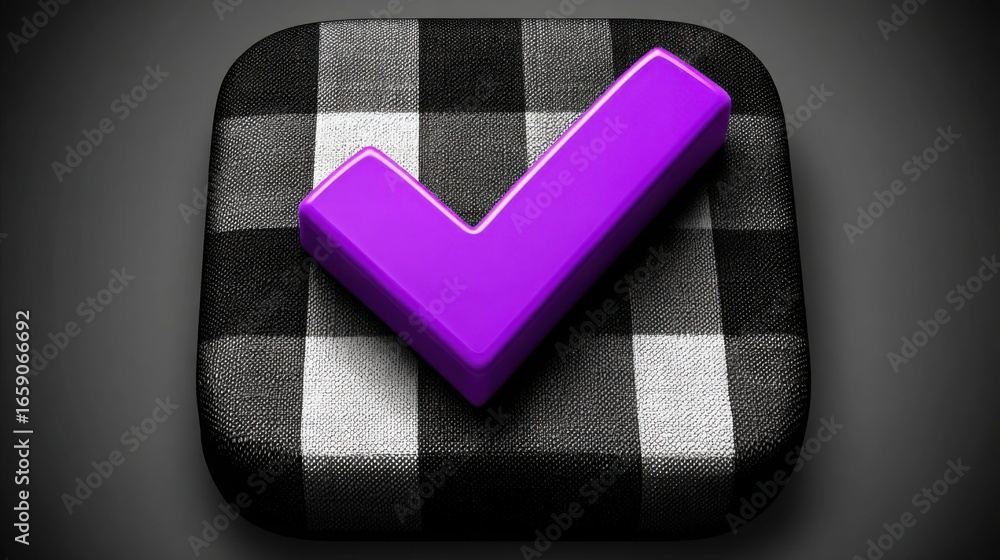 Poster repeated purple tick marks indicating confirmation overlay for re-entry points in blockchain financi