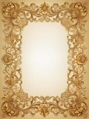 Delicate ornate gold frame with intricate patterns and floral motifs adorning its surface