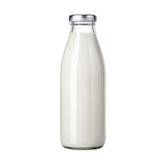 Glass milk bottle isolated on transparent background