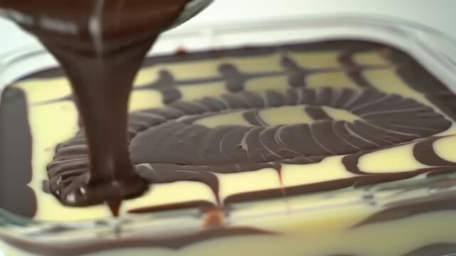 Chocolate and Vanilla Dessert in Glass Dish