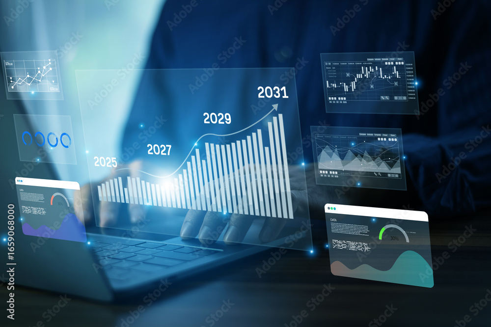 Poster ai and artificial intelligence power futuristic data analysis, boosting digital business growth and 