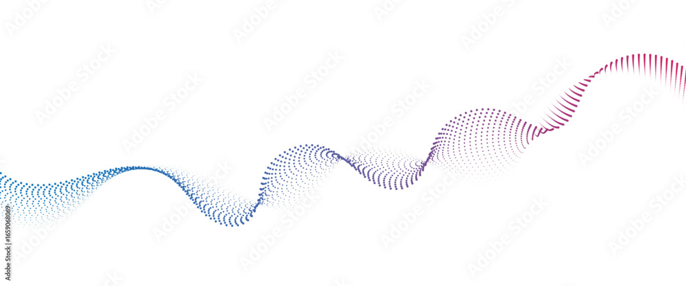 Poster flowing dot wave halftone gradient pattern on transparent background