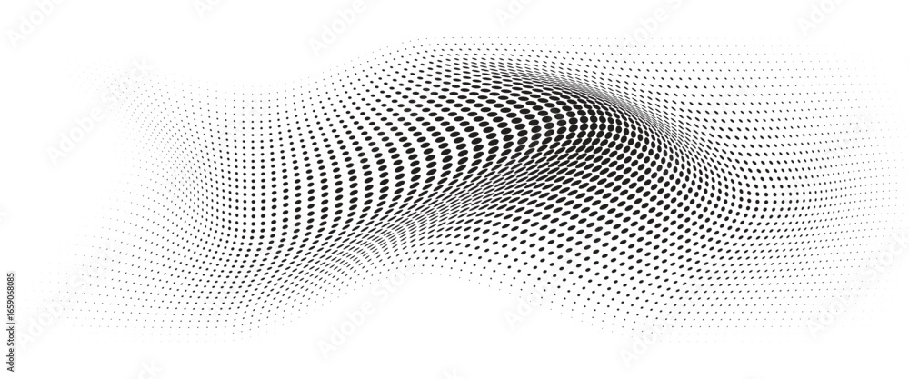 Aufkleber flowing wave dot halftone pattern: curve gradient shape on transparent background. suitable for ai, 