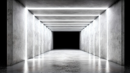empty concrete room with white neon lights, modern, futuristic, abstract, bright, sleek, minimalist, space, interior, architecture
