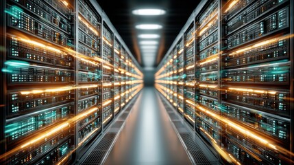 Capturing secure data center operations in a high-tech environment with blue lighting