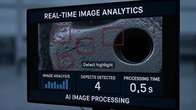 Real time ai vdo processing industry production detects defects metal surface with analytics for quality control and efficiency improvement accuracy