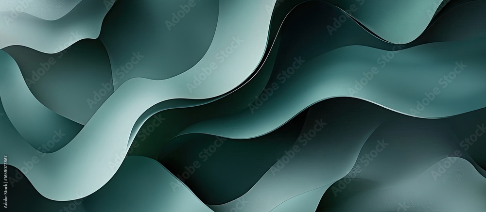 Aufkleber elegant undulating layers of textured teal and grey with soft gradients