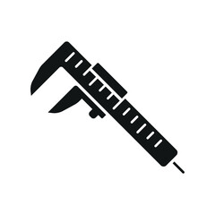 Caliper icon in solid glyph style for bold tool apps and measurement illustrations.
