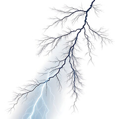 Striking lightning bolt branches out against a white background