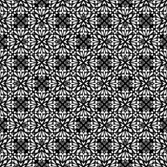 Flower geometric pattern. Seamless vector background. White and black ornament.