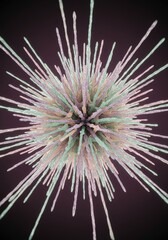 Abstract explosion of pastel-colored lines radiating from a central point