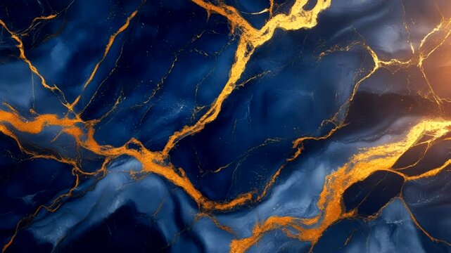 An abstract video featuring a marble-like pattern. The background is dominated by dark blue and grayish blue that blend softly.