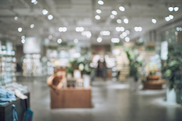Modern Interior Store with Blurred Background and Ceiling Lights