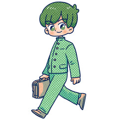 学ランを着た男の子単色イラスト