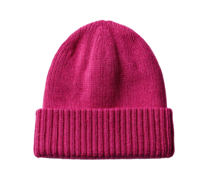 A vibrant fuchsia knitted beanie