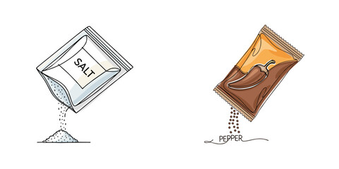 Salt and Papper Logo Vector. Spices Flat Line Icon, Outline Vector Symbol Illustration.