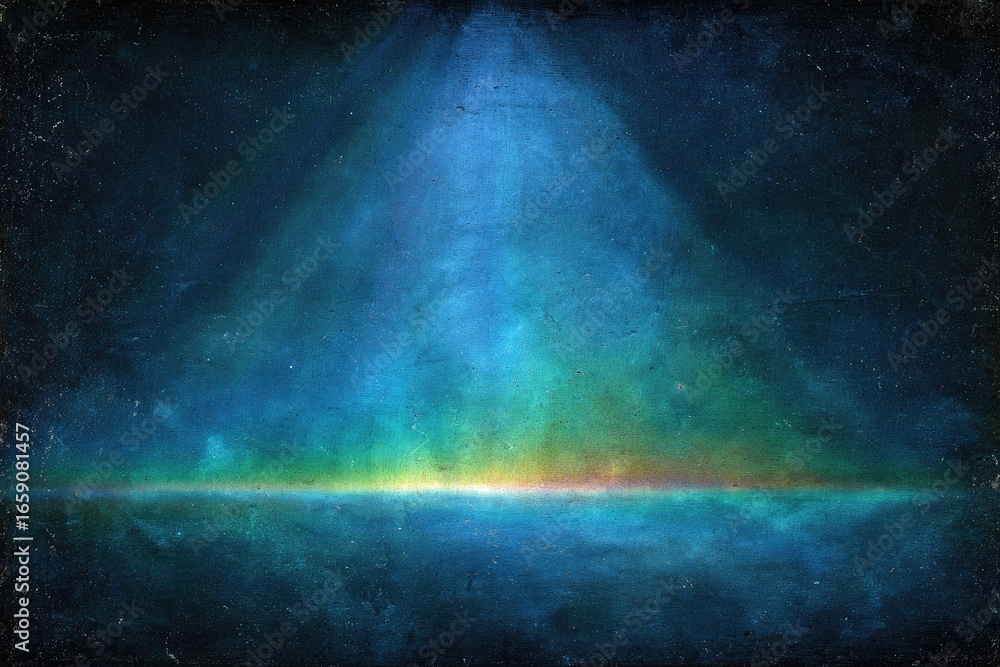 Poster grungy textured background with a bright, triangular light source above a horizon line