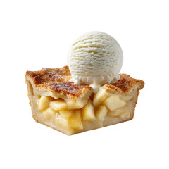 Delicious Slice of Apple Pie with a Scoop of Vanilla Ice Cream
