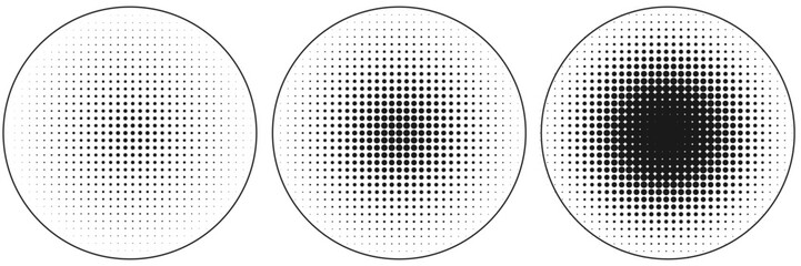 black white circular halftone dot pattern