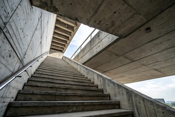 Modern Concrete Staircase Architecture, Worm's Eye View, Upward Perspective