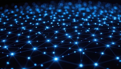 Obraz premium Futuristic Digital Network Deep Blue Space